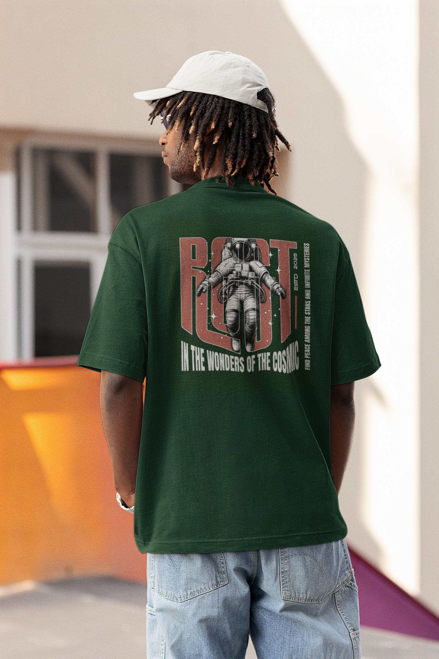 Oversize Unisex Green Tshirt - Cosmic Energy